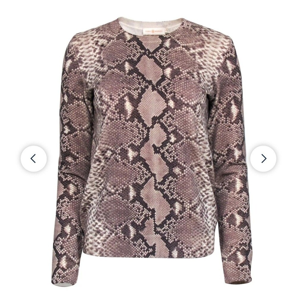 Tory Burch Sweater Size Medium Snake Print Pullover Crewneck Jumper Wool Blend